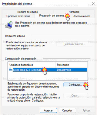 Protección del sistema - Configurar...