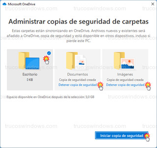 Microsoft OneDrive - Administrar copias de seguridad de carpetas