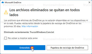 Microsoft OneDrive - Los archivos eliminados se quitan en todos lados