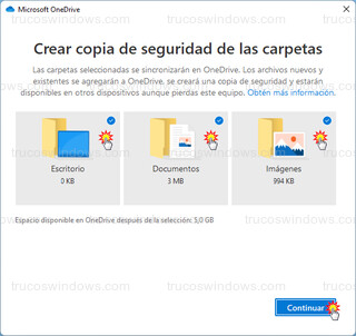 Microsoft OneDrive - Crear copia de seguridad de las carpetas