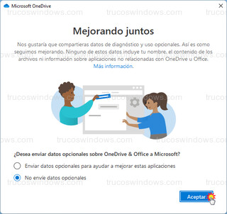 Microsoft OneDrive - Datos opcionales