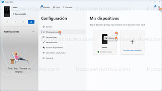 Enlace móvil - Configuración > Mis dispositivos > Eliminar