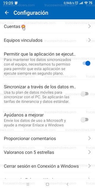 Enlace a Windows - Cuentas