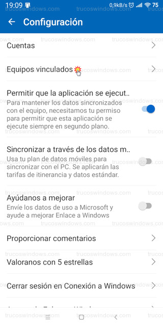 Enlace a Windows - Equipos vinculados