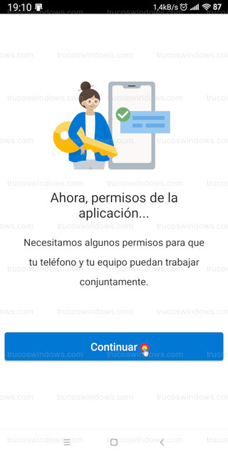 Enlace a Windows - Permisos de la aplicación para trabajar conjuntamente