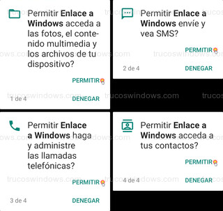 Android - Permisos para Enlace a Windows
