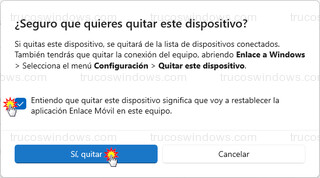 Enlace móvil - Sí, quitar