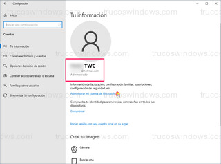 Windows 10 - Administrar mi cuenta de Microsoft