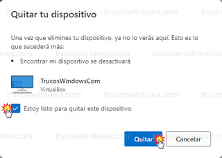 Quitar tu dispositivo - Estoy listo para quitar este dispositivo > Quitar