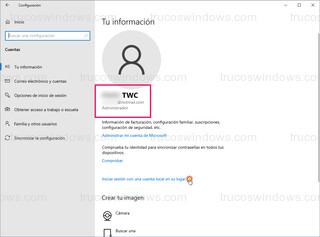 Windows 10 - Iniciar sesión con una cuenta local en su lugar