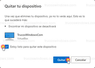 Quitar tu dispositivo - Estoy listo para quitar este dispositivo > Quitar