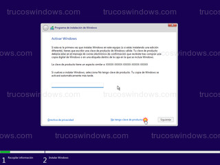 Programa de configuración de Windows 11 - Activar Windows - No tengo clave de producto