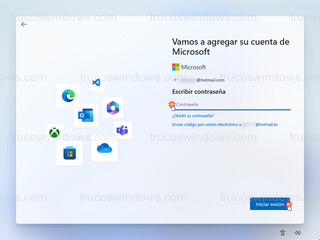 Windows 11 - Vamos a agregar su cuenta de Microsoft - Contraseña