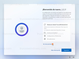 Windows 11 - Bienvenido de nuevo