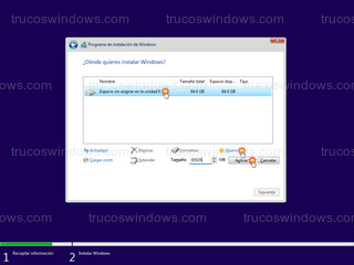 Programa de configuración de Windows 11 - Instalar Windows 11 en el espacio sin asignar