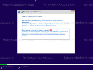 Programa de configuración de Windows 11 - Personalizada: instalar solo Windows (avanzado)