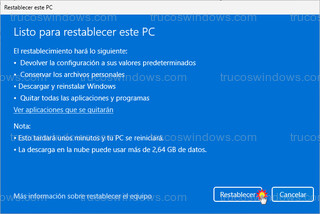 Restablecer este PC - Restablecer