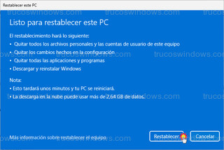 Restablecer este PC - Restablecer