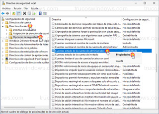 Directiva de seguridad local - Cuentas: estado de la cuenta de administrador - Propiedades