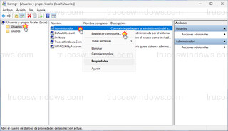 lusrmgr.msc - Establecer contraseña a la cuenta de administrador integrada