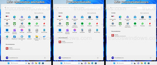 Windows 11 - Diseños del menú Inicio