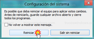 Windows 8 - Reiniciar (configuración del sistema)