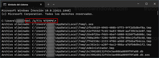 Windows 11 - Símbolo del sistema - Borrar carpeta temporal desde CMD