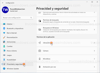 Windows 11 - Privacidad y seguridad > Ubicación