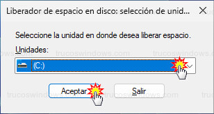 Windows 11 - Liberador de espacio en disco - Selección de unidad para liberar espacio