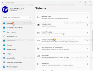 Windows 11 - Sistema > Almacenamiento