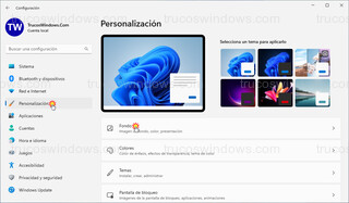 Windows 11 - Personalización > Fondo