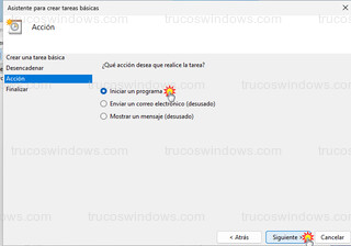 Windows 11 - Programador de tareas - Acción