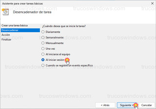 Windows 11 - Programador de tareas - Desencadenar