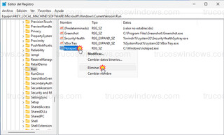 Windows 11 - Editor del registro - Eliminar cadena