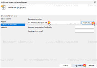 Windows 11 - Programador de tareas - Iniciar un programa