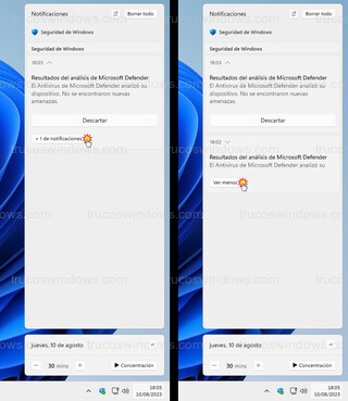 Windows 11 - Mostrar más o menos notificaciones