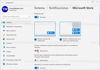 Windows 11 - Ocultar contenido cuando las notificaciones estén en la pantalla de bloqueo
