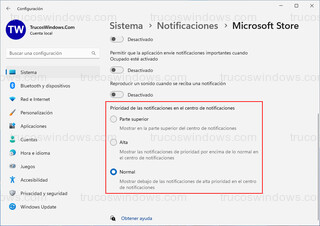 Windows 11 - Prioridad de las notificaciones en el centro de notificaciones