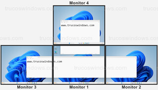 Windows 11 - Ampliar o extender 3 o más pantallas > Cuatro pantallas