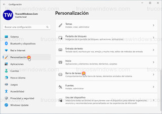 Windows 11 - Personalización > Barra de tareas