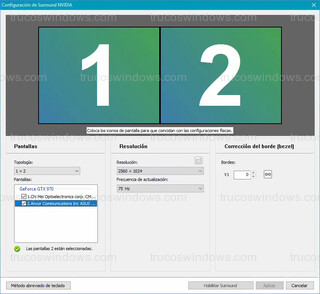 Multipantalla para juegos - Tarjetas gráficas Nvidia > Habilitar Surround