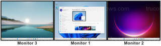 Windows 11 - Tres monitores con imagenes de fondo distintas