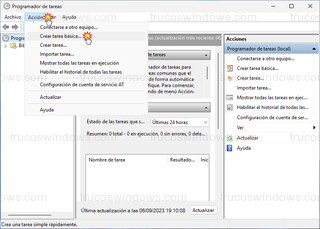 Programador de tareas - Acción > Crear tarea básica