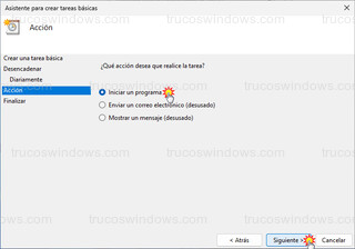 Programador de tareas - Acción > Iniciar un programa