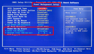 BIOS - Power-On by Alarm