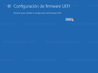 Entorno de recuperación (WinRE) - Reiniciar para cambiar la configuración del firmware UEFI